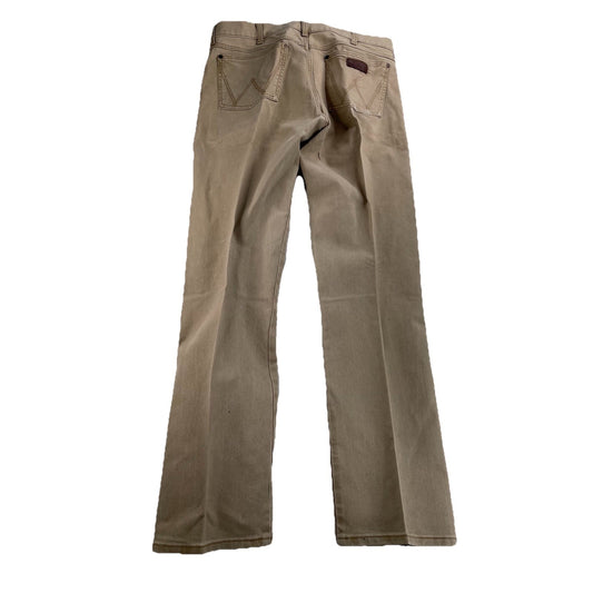 Mens Wrangler Retro Tan Slim Straight Jeans Size 34x34