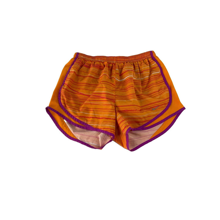 Women's Nike Dri-Fit Striped Athletic Running Shorts, Orange/Purple, Size M