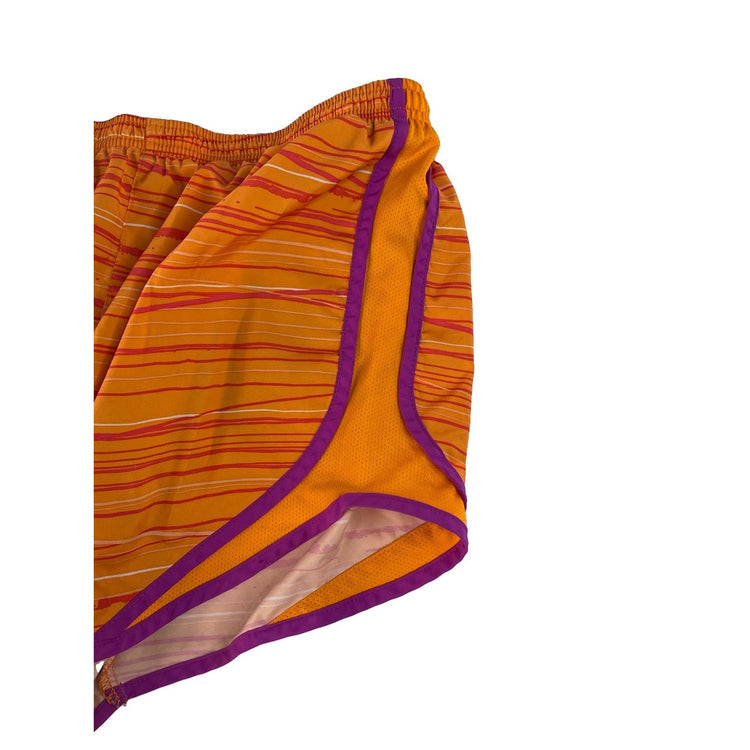 Women's Nike Dri-Fit Striped Athletic Running Shorts, Orange/Purple, Size M