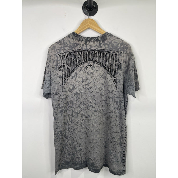 Y2k Affliction T Shirt Mens Live Fast Sides Stitched Grey Large short Sleeve