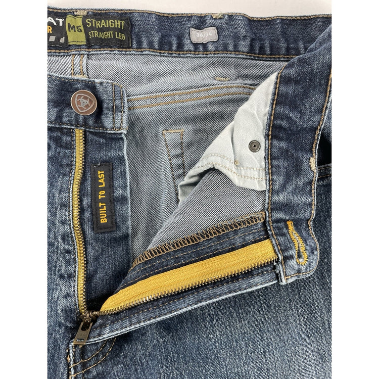 Mens Ariat Straight Leg Blue Jeans Size 36x34