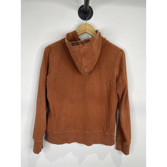 Women’s Vintage Y2K Harley Davidson Wings Full Zip Hoodie Jacket Orange Sz M