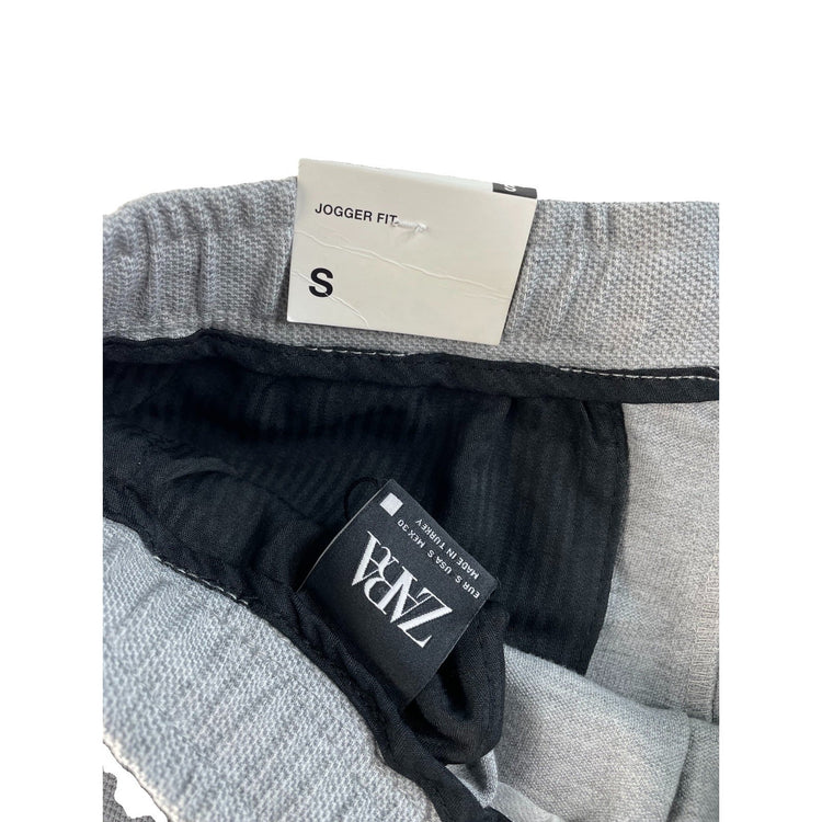 Men Zara Gray Jogger Fit Trousers Cuffed Hem Size S