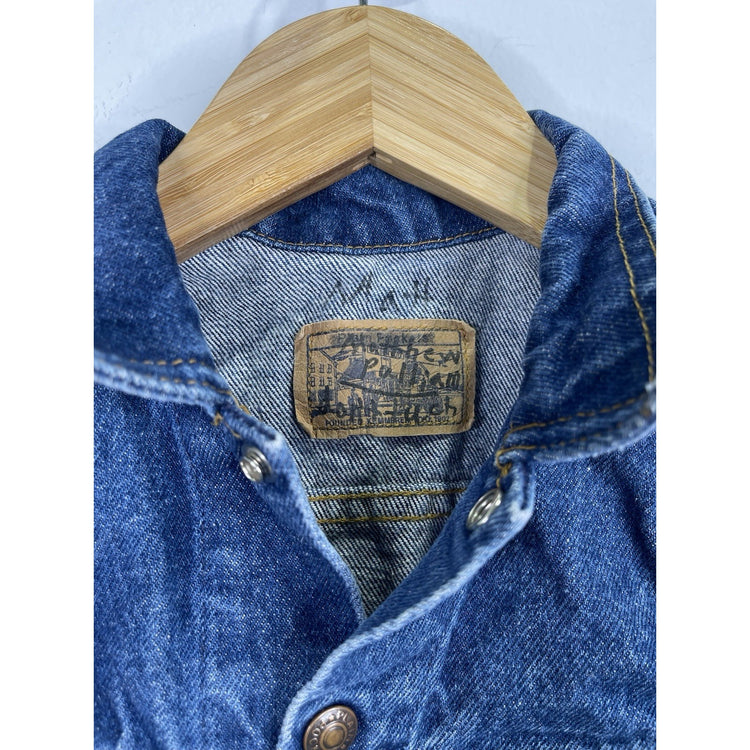 Youth Vintage Plain Pockets Denim Trucker Jacket Kids Simz Size 6