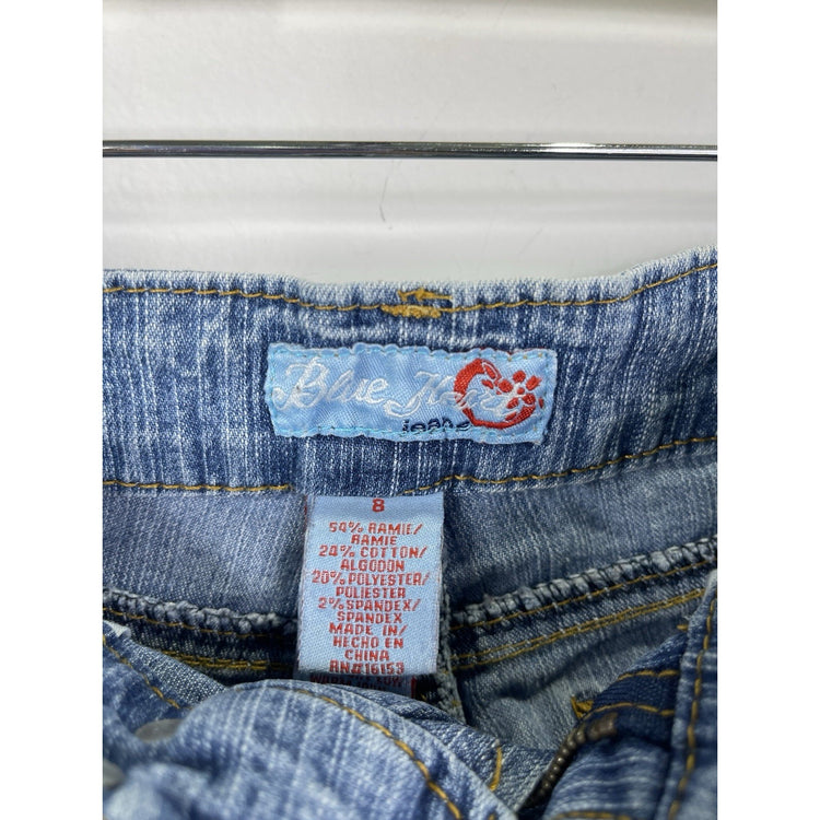 Vintage Y2K Youth Blue Heart Light Wash Embroidered Denim Bootcut Jeans Sz 8