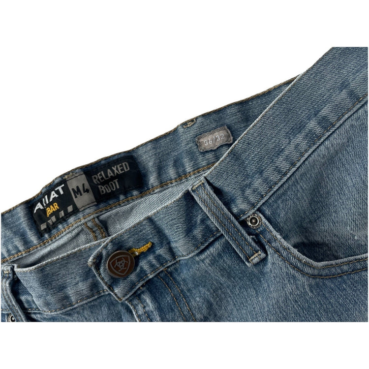 Men’s Ariat REBAR M4 Relaxed Bootcut Lightwash Blue Jeans Size 36x32
