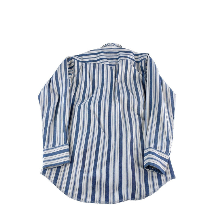 Mens Vintage Wrangler Western Blue White Striped SnapDown Shirt Size 15.5-35