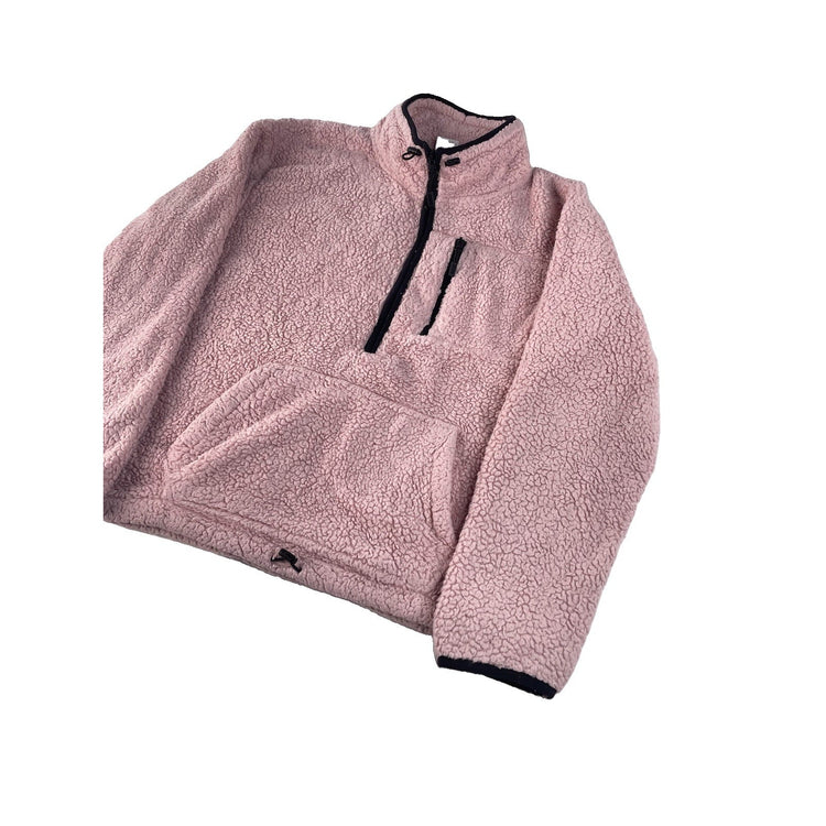 Women’s PINK Victorias Secret Pink Faux Fur Quarter Zip Sweater Size Large