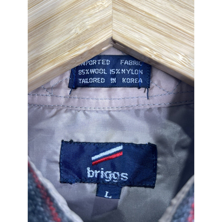 Men’s Briggs Black & Red Plaid Button Down Long Sleeve Heavy Shirt Sz L