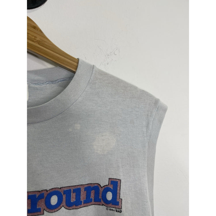 Vintage 1984 Mens Battleground Speedway Blue Tank Top Size L