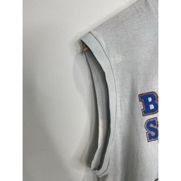 Vintage 1984 Mens Battleground Speedway Blue Tank Top Size L
