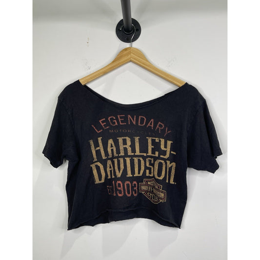 Vintage Women’s Black Harley Davidson Cropped T Shirt Destin, Florida