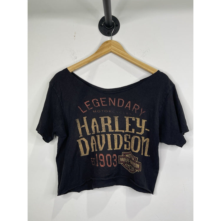 Vintage Women’s Black Harley Davidson Cropped T Shirt Destin, Florida