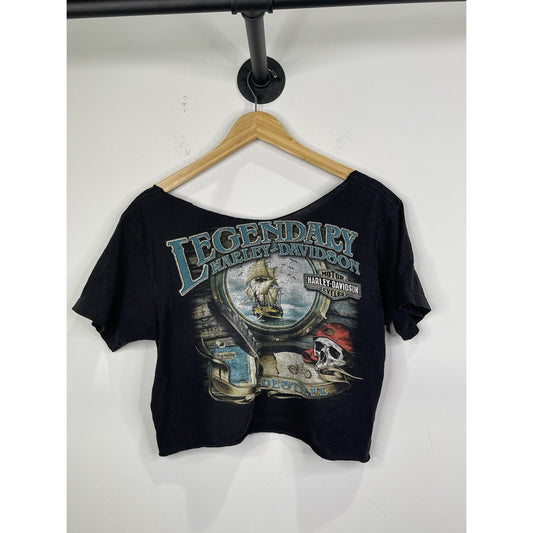 Vintage Women’s Black Harley Davidson Cropped T Shirt Destin, Florida