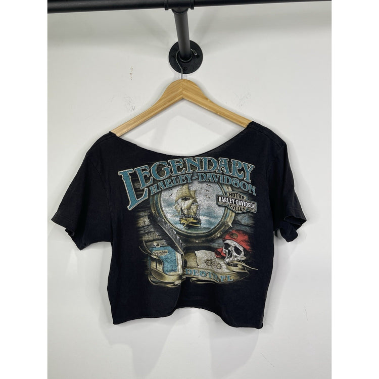 Vintage Women’s Black Harley Davidson Cropped T Shirt Destin, Florida