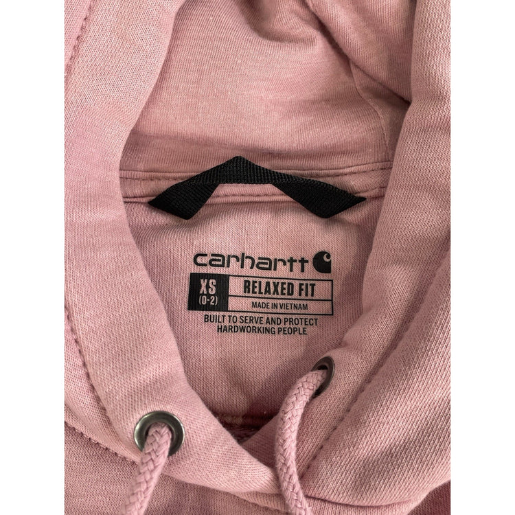 Womens Carhartt Relaxed Fit Light Pink Pullover Hoodie Size XS