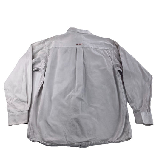 Mens Classic Ariat White LongSleeve Button Up Shirt Size M