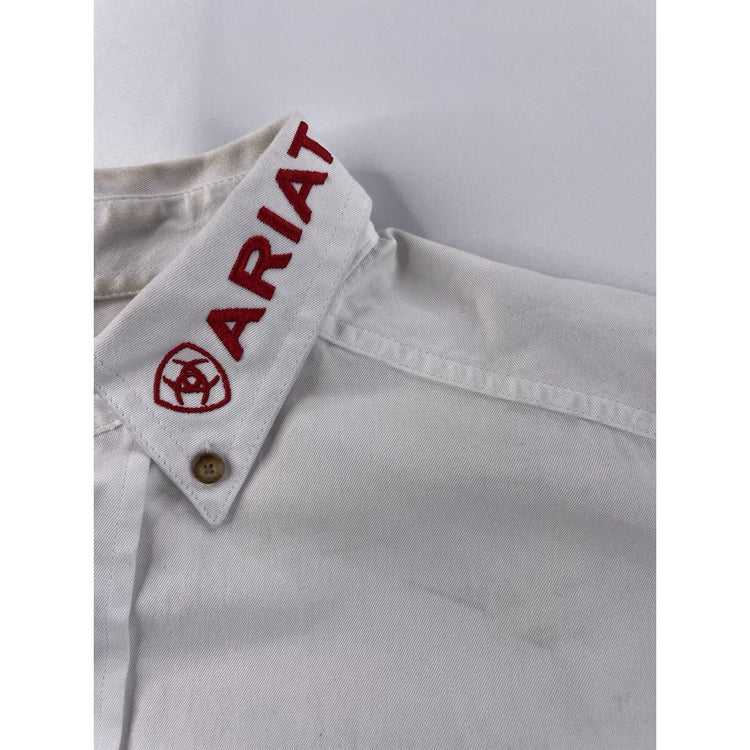Mens Classic Ariat White LongSleeve Button Up Shirt Size M