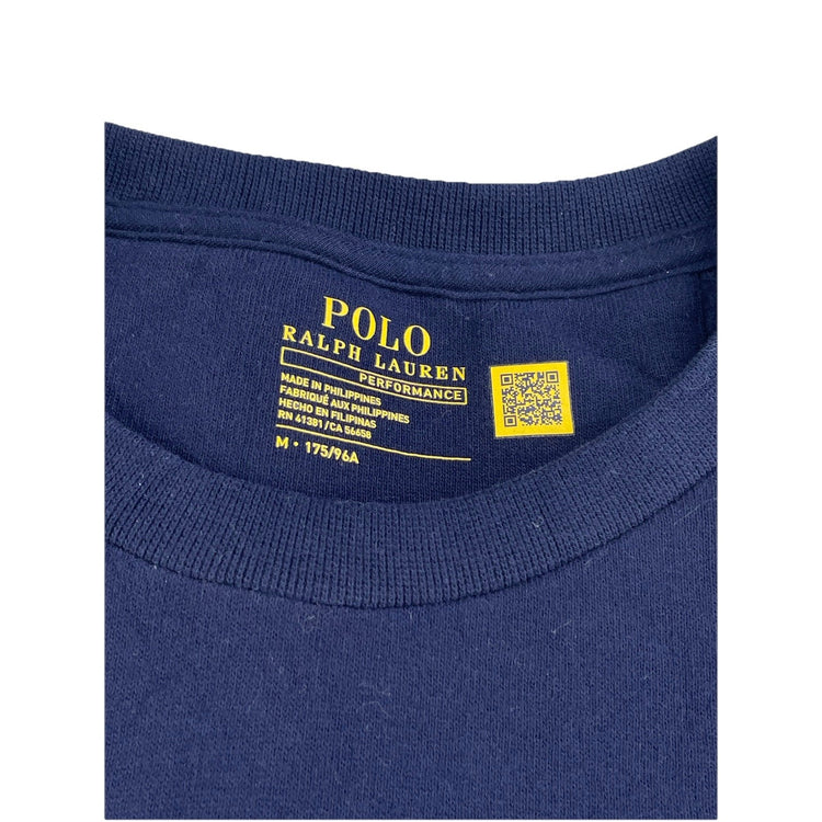 Mens Polo Ralph Lauren Size Medium Navy Blue Crew Neck Sweater With Zip Pockets