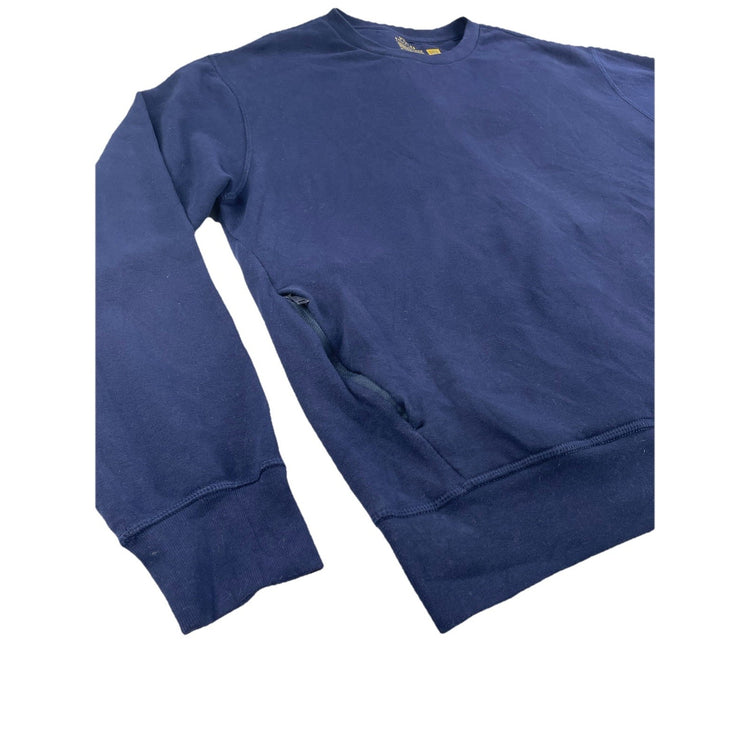 Mens Polo Ralph Lauren Size Medium Navy Blue Crew Neck Sweater With Zip Pockets