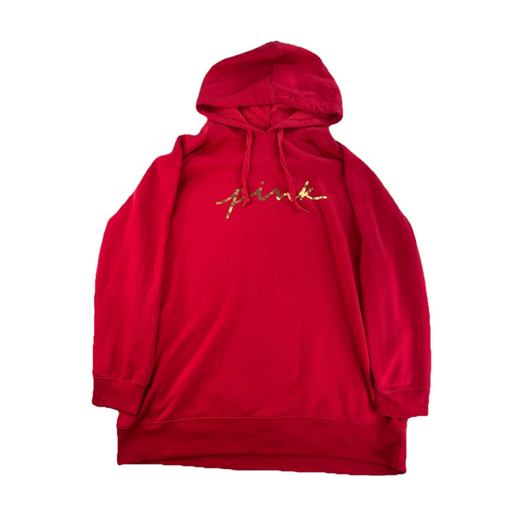 Womens Victoria’s Secret PINk Red Hooded Sweater Size XL