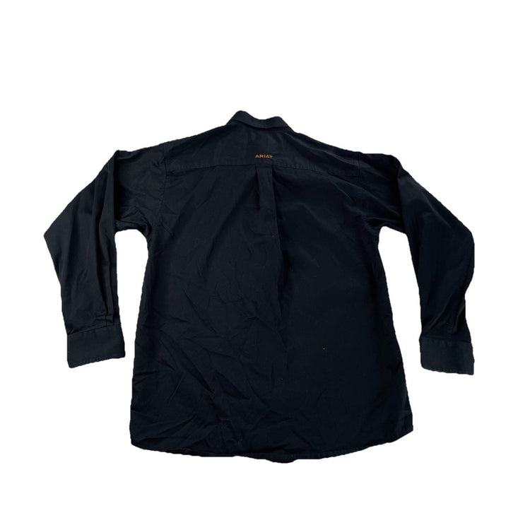 Mens Ariat Black Long Sleeve Button Up Shirt Size S
