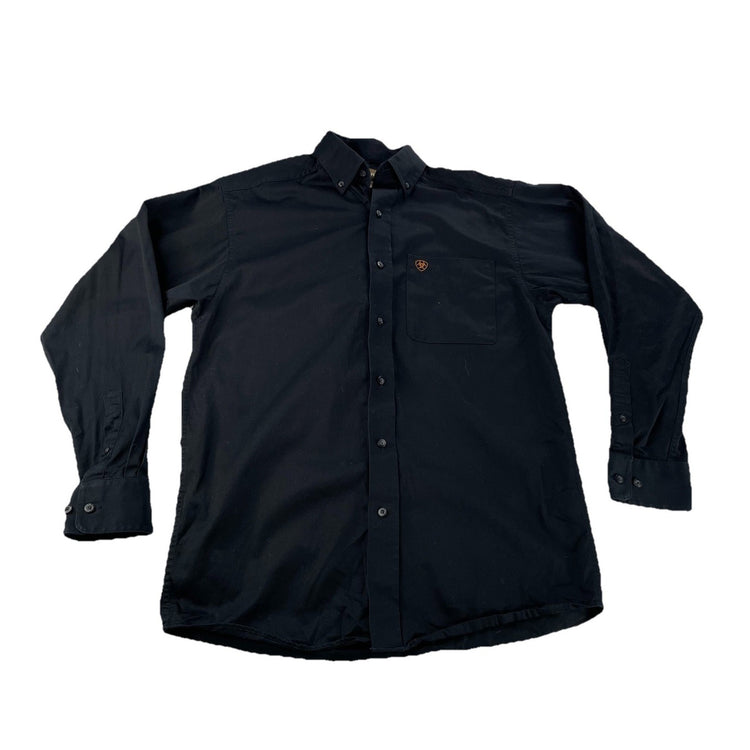 Mens Ariat Black Long Sleeve Button Up Shirt Size S