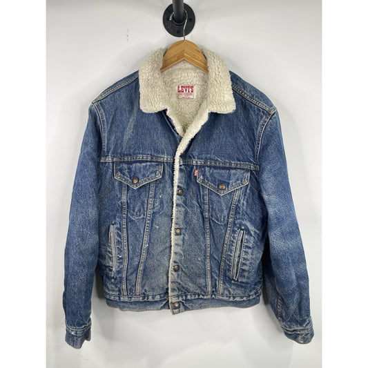 Vintage LEVI'S Sherpa Lined Denim Jean Trucker Jacket Sz 40 R San Francisco USA
