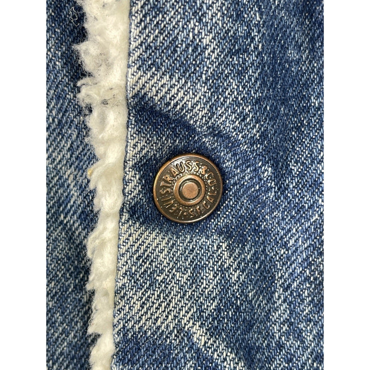 Vintage LEVI'S Sherpa Lined Denim Jean Trucker Jacket Sz 40 R San Francisco USA