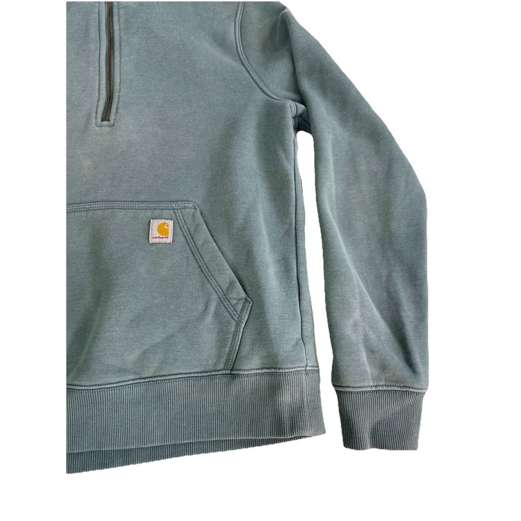 Womens Carhartt Blue Relaxed Fit Quarter Zip Up Sweater Size Small