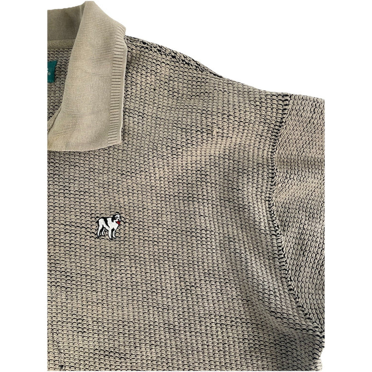Mens Big Dog Light Brown Knitted Polo Tee Size Xl
