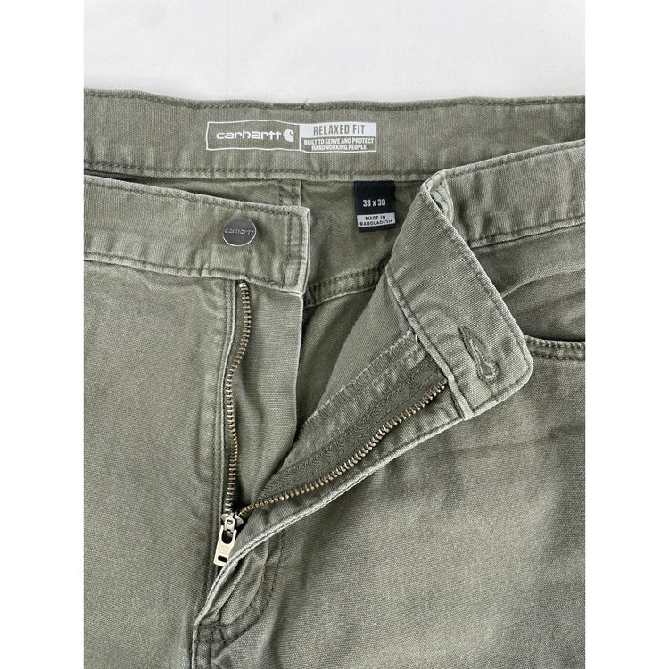 Mens Carhartt Olive Green Relaxed Fit Carpenter Wrok Pants Size 38x30