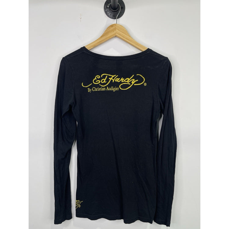 Vintage Ed Hardy Y2k Women’s Christian Audigier Long sleeve T-shirt Sz S