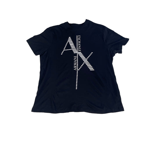 Mens Armani Exchange AX Black Big Graphic Logo Short Sleeve T Shirt Size L