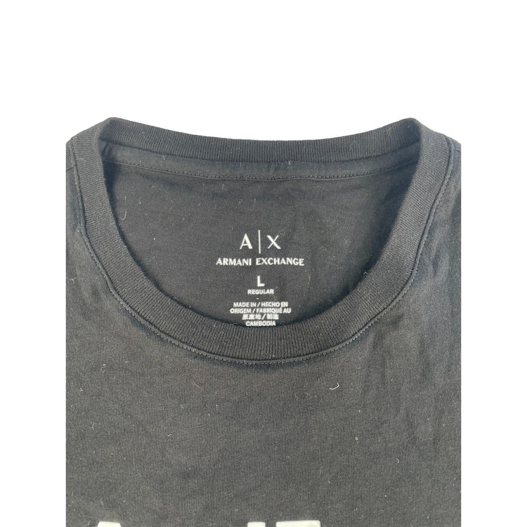 Mens Armani Exchange AX Black Big Graphic Logo Short Sleeve T Shirt Size L