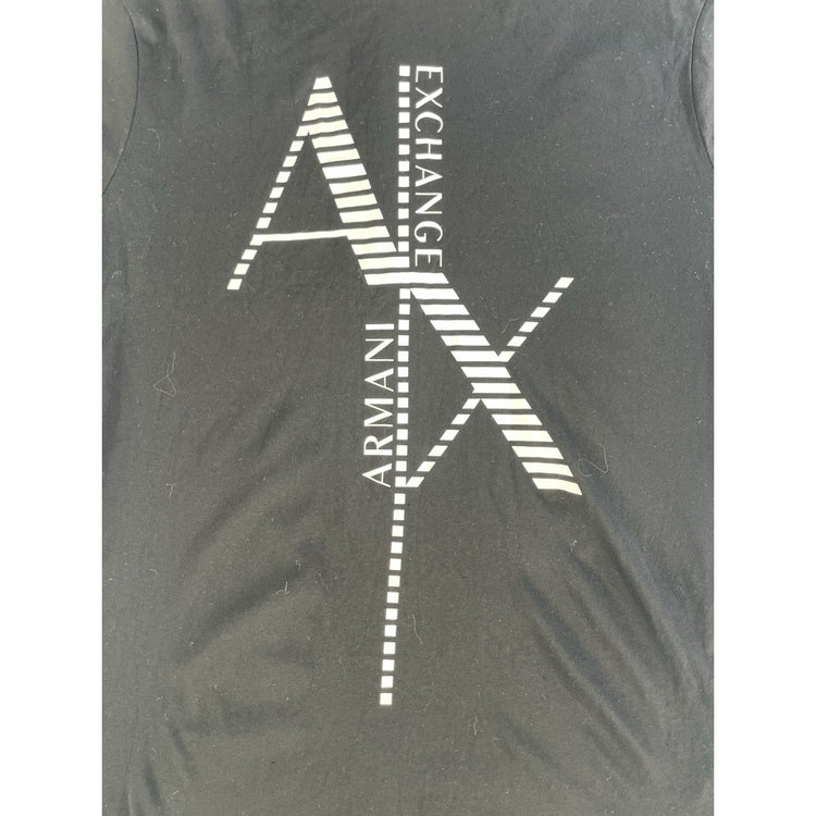Mens Armani Exchange AX Black Big Graphic Logo Short Sleeve T Shirt Size L