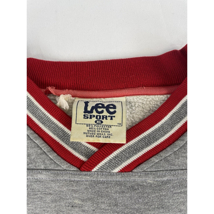 Mens Lee Sport Gray Red Wings Detroit National Hockey League Sweater Size XL
