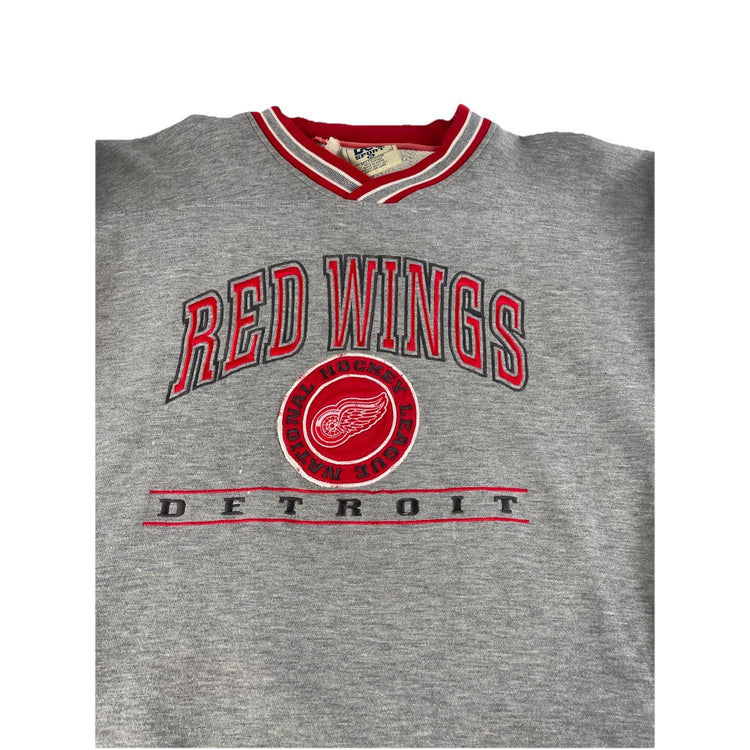 Mens Lee Sport Gray Red Wings Detroit National Hockey League Sweater Size XL