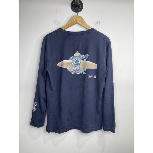 Men’s Vintage 2004 Takeda Hideo Surfing Graphic Navy Blue T Shirt Sz L