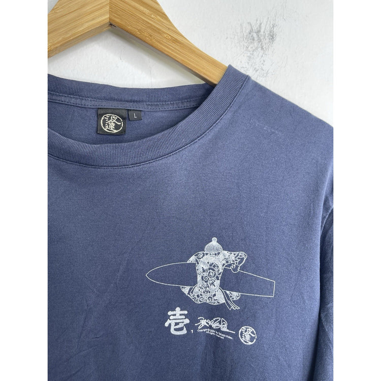 Men’s Vintage 2004 Takeda Hideo Surfing Graphic Navy Blue T Shirt Sz L