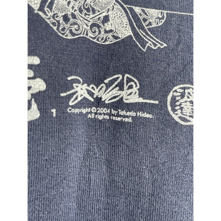 Men’s Vintage 2004 Takeda Hideo Surfing Graphic Navy Blue T Shirt Sz L