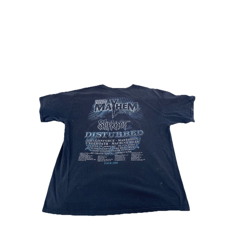 Mens 2008 Mayhem Festival Black Disturbed Concert Band T Shirt Size XL