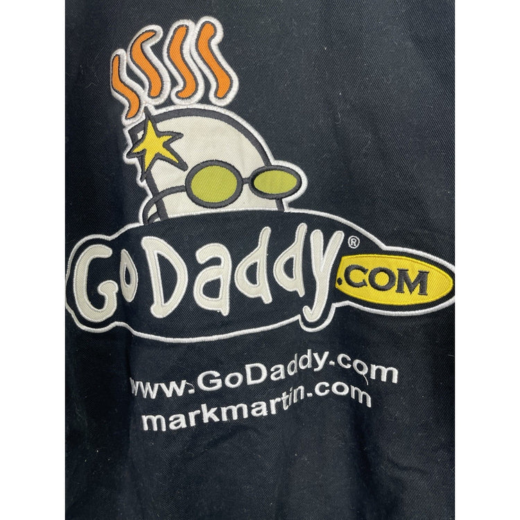 Men’s VTG Go Daddy Nascar Jacket Black Long Sleeve Jh Design 90’s Logo Sz M