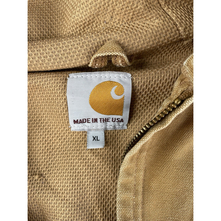 Mens Vintage Carhartt Distressed Southwest Gas Thermal Duck Jacket Brown XL