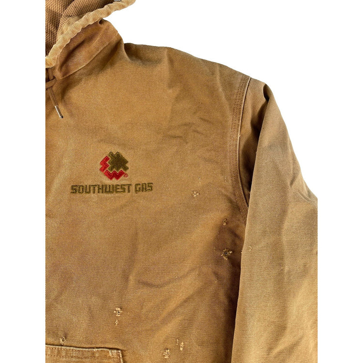 Mens Vintage Carhartt Distressed Southwest Gas Thermal Duck Jacket Brown XL