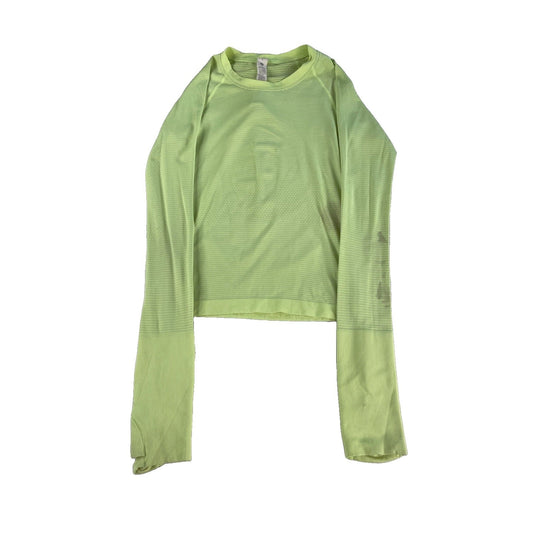 Womens Lululemon Neon Green Long Sleeve Shirt With Thumb Holes Size 2