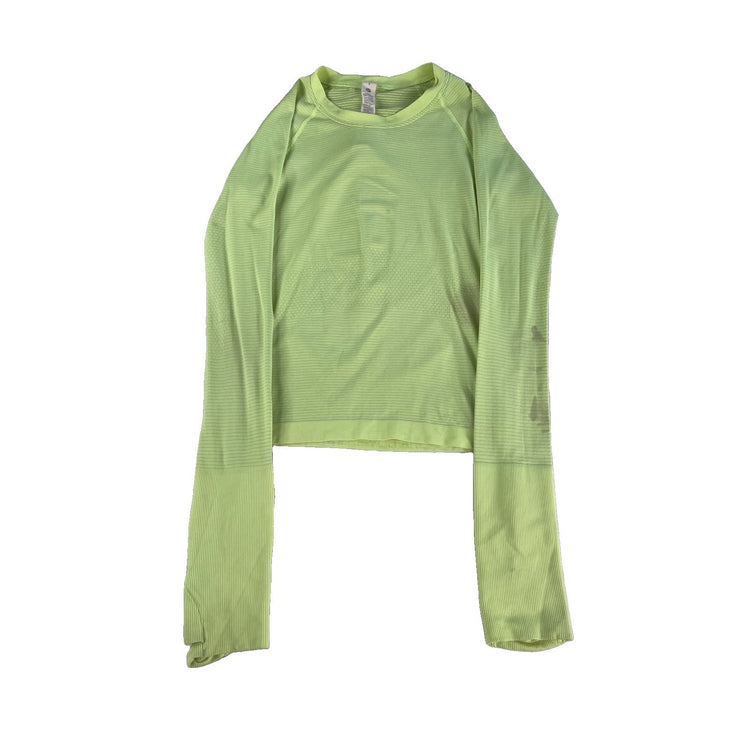 Womens Lululemon Neon Green Long Sleeve Shirt With Thumb Holes Size 2