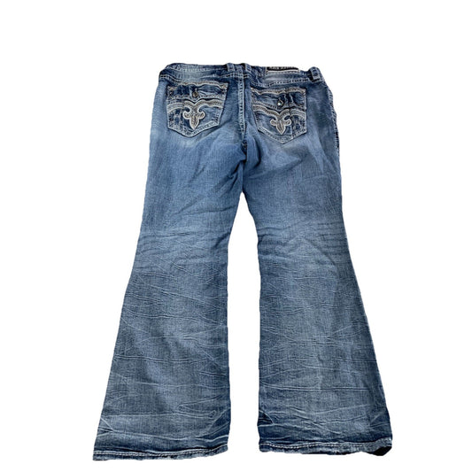 Men’s Rock Revival Easy Bootcut Ripped Blue Jeans Size 34