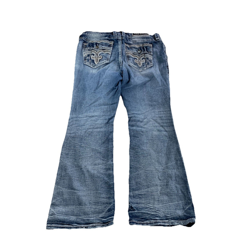 Men’s Rock Revival Easy Bootcut Ripped Blue Jeans Size 34