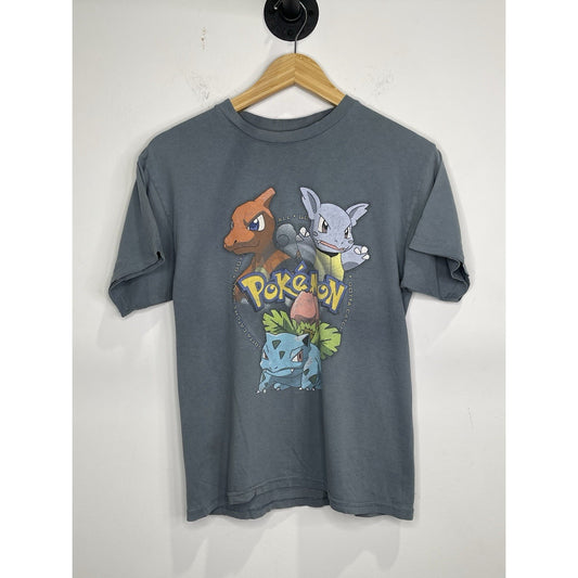 Vtg Pokémon Charmeleon Wartortle Ivysaur 1999 Youth Large Gray T Shirt